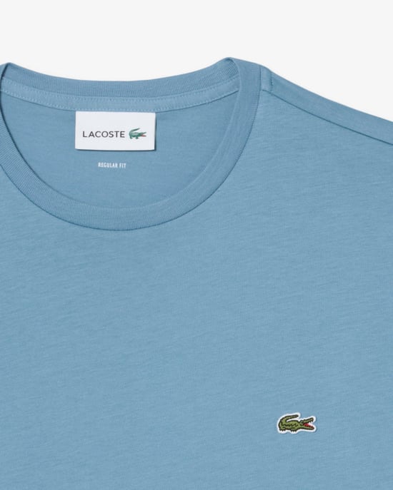 Regular Fit Short Sleeve Logo Detail T-Shirt in Light Blue - Image 6