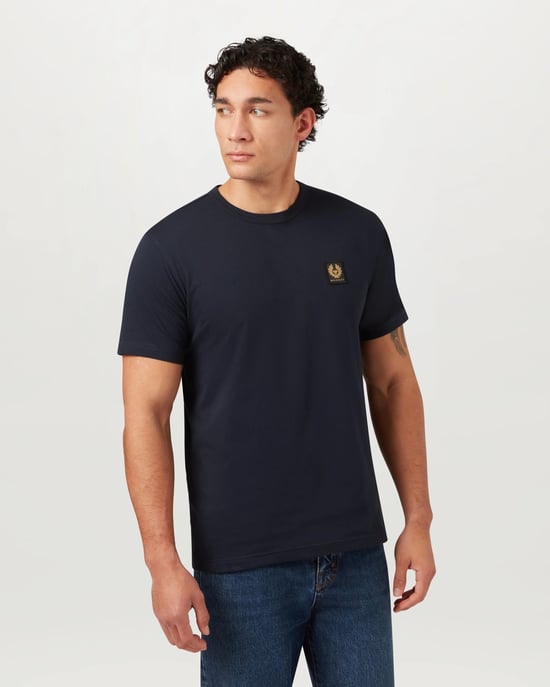 Short Sleeve Logo Detail T-Shirt in Navy - Image 1