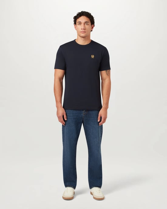 Short Sleeve Logo Detail T-Shirt in Navy - Image 3