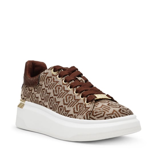 Women's Steve Madden Glider 2 All-Over Logo Lace-Up Sneakers in BROWN - Image 2