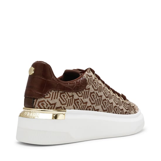 Women's Steve Madden Glider 2 All-Over Logo Lace-Up Sneakers in BROWN - Image 3