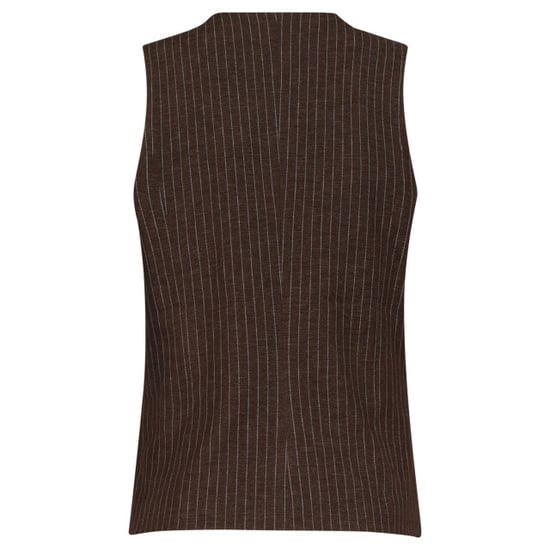 Smashed Lemon Donkerbruin krijtstreep gilet met getailleerde pasvorm | - Image 2