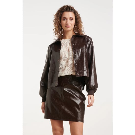 Smashed Lemon Kort jack van glanzend faux leather | - Image 5