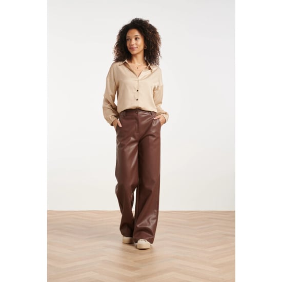 Smashed Lemon Satijnen blouse met kraag en knoopsluiting | - Image 5