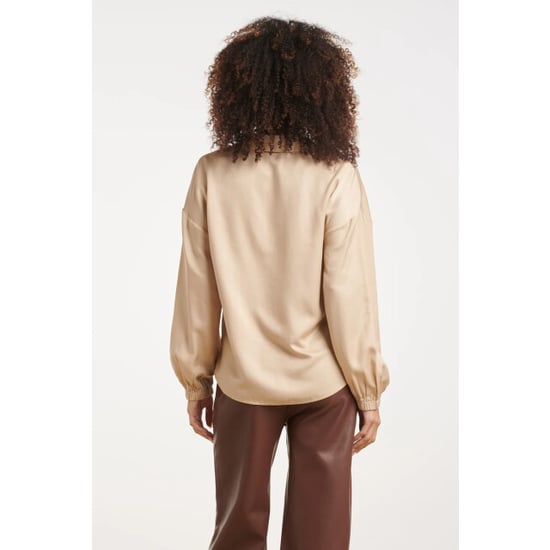 Smashed Lemon Satijnen blouse met kraag en knoopsluiting | - Image 6