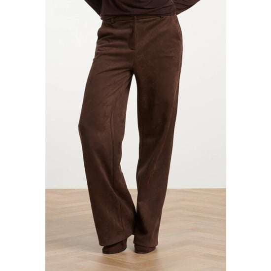 Smashed Lemon Flared broek met suèdelook in donkerbruin | - Image 2