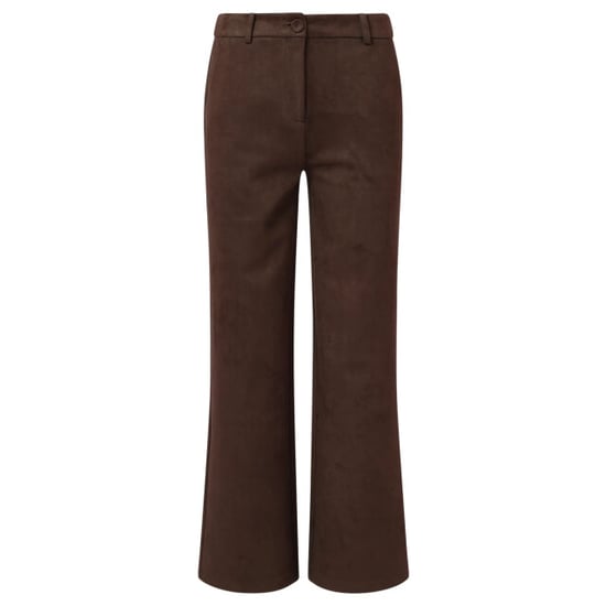 Smashed Lemon Flared broek met suèdelook in donkerbruin | - Image 6