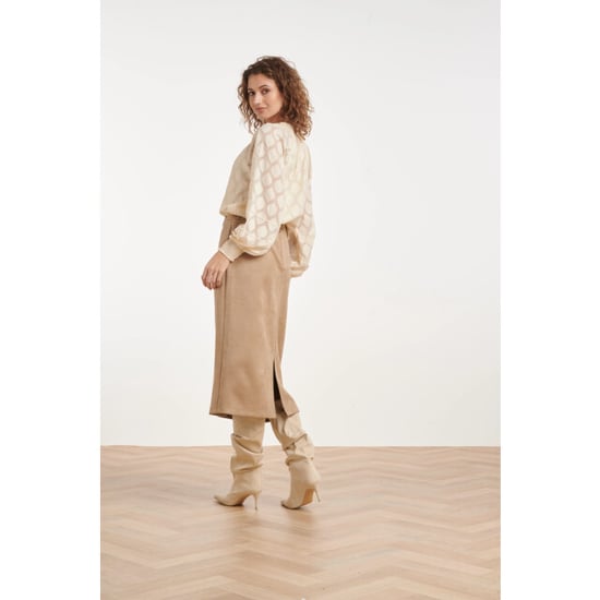 Smashed Lemon Doorknoop blouse met ingeweven bladmotief | - Image 2