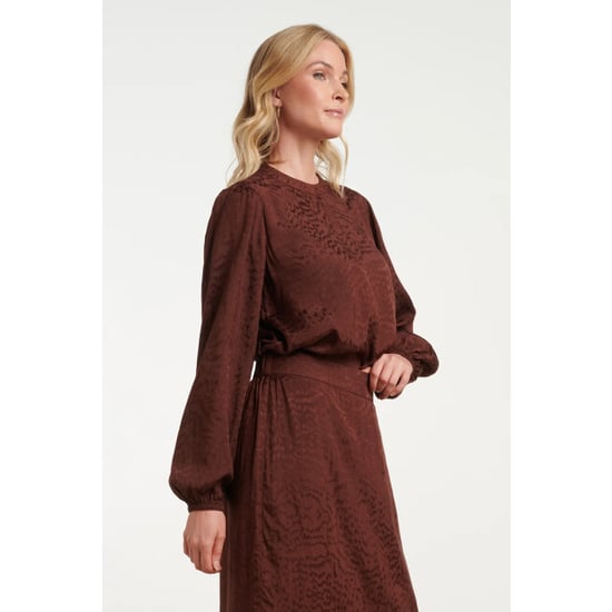 Smashed Lemon Satijnen blouse met subtiel animal patroon | - Image 3