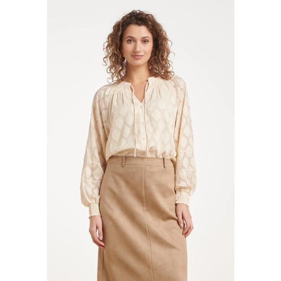 Smashed Lemon Doorknoop blouse met ingeweven bladmotief | - Image 3