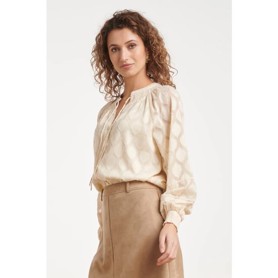 Smashed Lemon Doorknoop blouse met ingeweven bladmotief | - Image 4