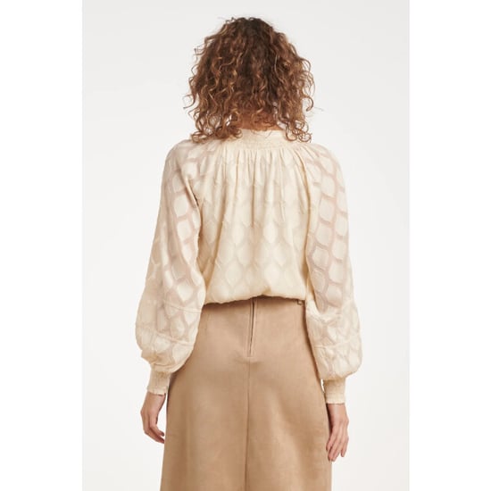 Smashed Lemon Doorknoop blouse met ingeweven bladmotief | - Image 5
