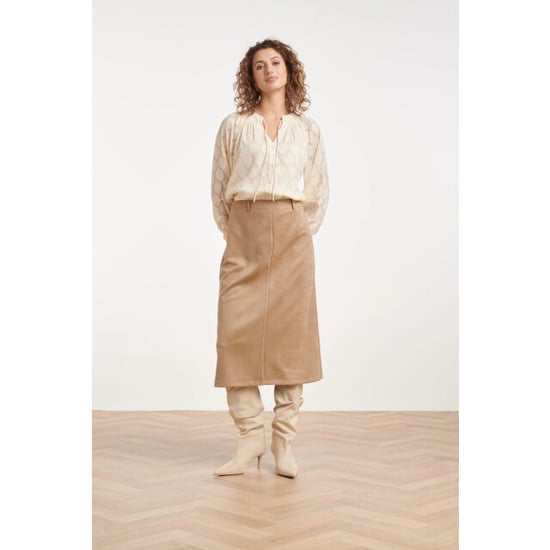 Smashed Lemon Doorknoop blouse met ingeweven bladmotief | - Image 6