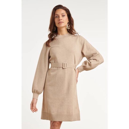Smashed Lemon Gebreide jurk met tailleceintuur | - Image 2