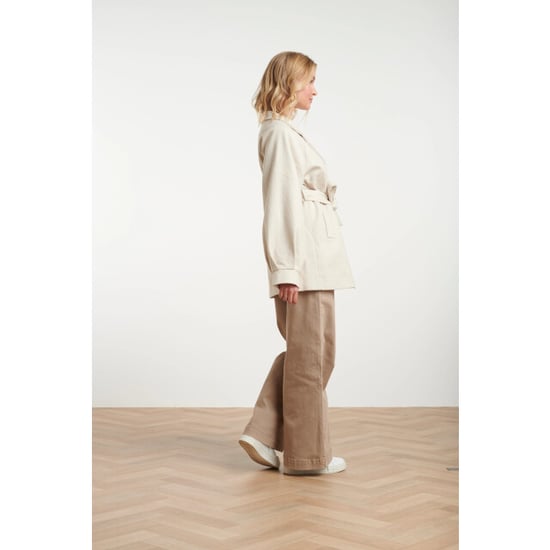 Smashed Lemon Off-white blazerjas met ceintuur en visgraatdessin | - Image 4