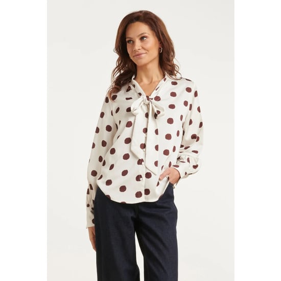 Smashed Lemon Blouse met stippenprint en strikkraag | - Image 1