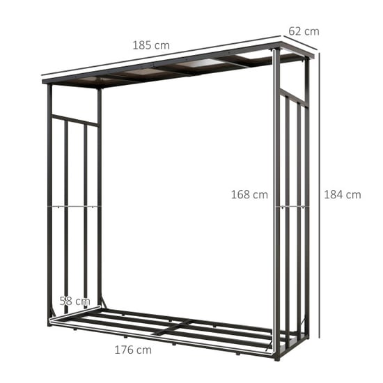 4goodz Outsunny haardhoutrek xl 185 cm met waterdichte hoes, houtopslag tot - Image 5