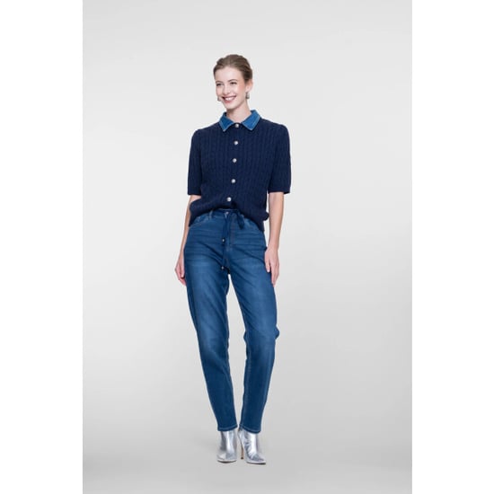 Geisha 64507-10 675 cardigan + denim collar navy/denim - Image 2