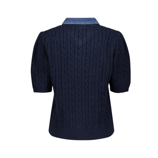 Geisha 64507-10 675 cardigan + denim collar navy/denim - Image 3