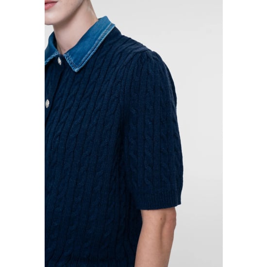 Geisha 64507-10 675 cardigan + denim collar navy/denim - Image 4