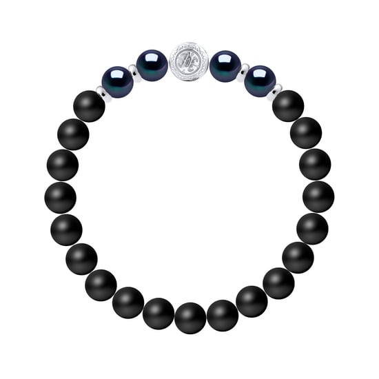 CHANCE Bracelet - 4 Genuine Semi-Round Freshwater Pearls 8-9 mm - BLACK TAHITI Color - Matte - Image 1