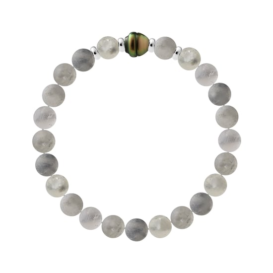 TAHITIAN Bracelet - CLOUDY QUARTZ - Genuine Tahitian Cultured Pearl 9-10 mm - 4 Silver 925 - Image 1