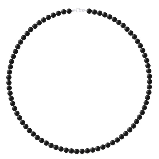 MATTE BLACK AGATE Necklace 6 mm Round - Lobster Clasp - 925 Silver - Length 55 - Image 1