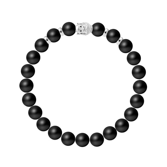 Tibetan BUDDAH Bracelet - POWER OF STRENGTH - Genuine MATTE BLACK AGATE - BUDDAH and Rhodium-Plated - Image 2