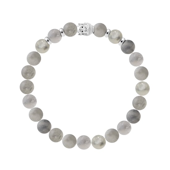 Tibetan Bracelet BUDDAH - Concentration Power - Genuine CLOUDY QUARTZ - BUDDAH and Rhodium-Plated 925 Silver - Image 1