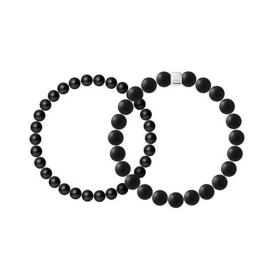 Set of 2 PROTECTION Bracelets (to be worn together or separately) - Matte Black Agate - Image 1