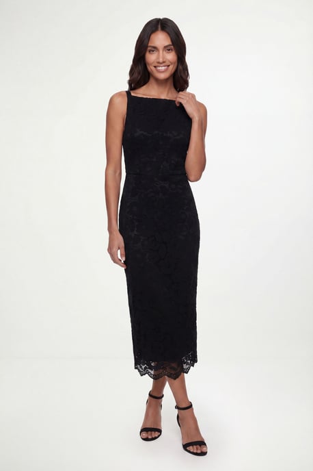 Lace Satin Strap Pencil Dress - Image 1