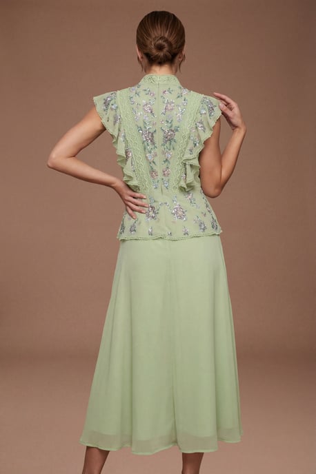 Petite Embellished Frill Detail Midi Dress - Image 2
