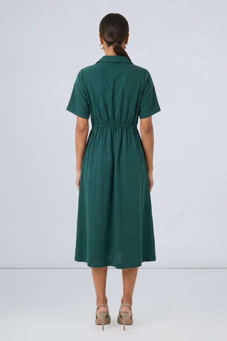 Collar Fit and Flare Midi Dress - Image 2