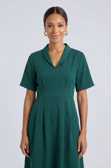 Collar Fit and Flare Midi Dress - Image 4