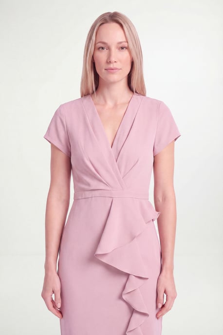 Petite Tailored Crepe Ruffle Pencil Dress - Image 4