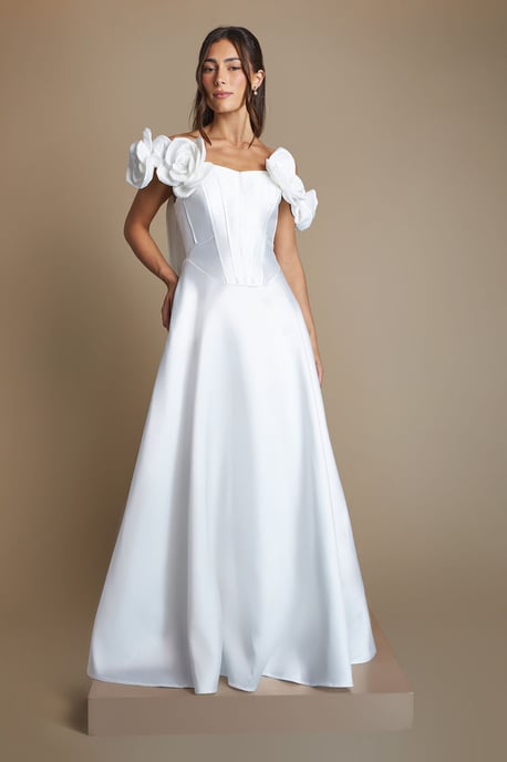 Corsage Detail Corset Full Skirted Wedding Dress - Image 4