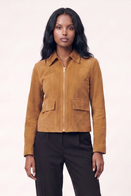 Suede Jacket in Cognac - Image 1