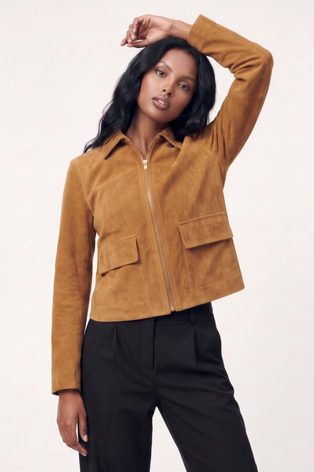 Suede Jacket in Cognac - Image 2