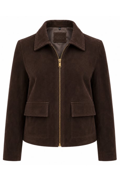 Suede Jacket in Chestnut - Image 4