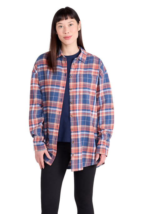 'Elm' Women's Brushed Flannel Shirt Cotton Cosy Layering Top Navy - Image 1