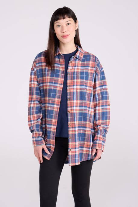 'Elm' Women's Brushed Flannel Shirt Cotton Cosy Layering Top Navy - Image 2
