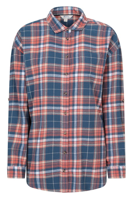 'Elm' Women's Brushed Flannel Shirt Cotton Cosy Layering Top Navy - Image 3