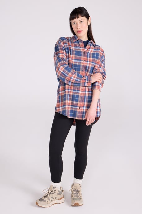 'Elm' Women's Brushed Flannel Shirt Cotton Cosy Layering Top Navy - Image 4