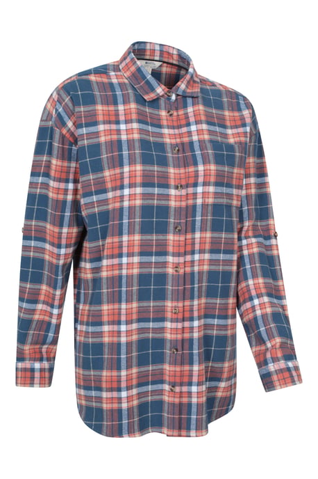 'Elm' Women's Brushed Flannel Shirt Cotton Cosy Layering Top Navy - Image 5