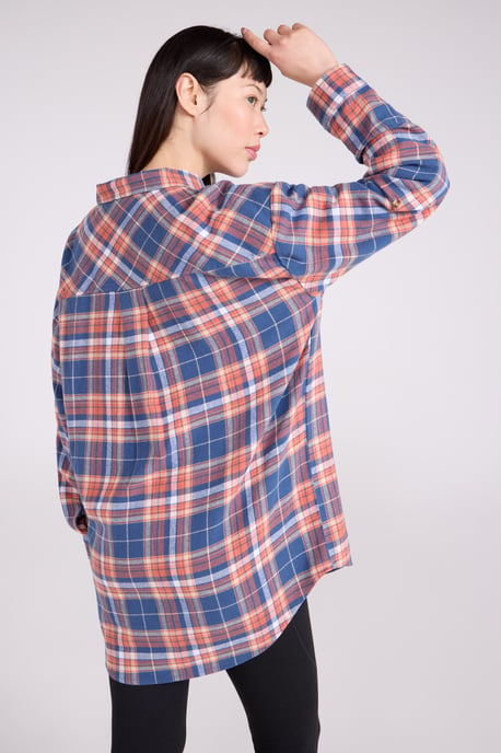 'Elm' Women's Brushed Flannel Shirt Cotton Cosy Layering Top Navy - Image 6