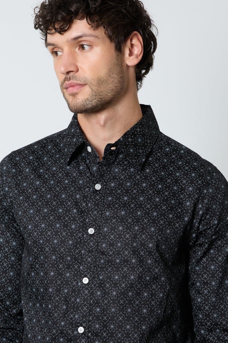Black Tile Print Long Sleeve Shirt - Image 2
