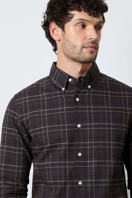 Dark Burgundy Check Long Sleeve Shirt - Image 2