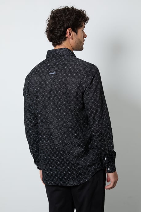 Black Tile Print Long Sleeve Shirt - Image 3