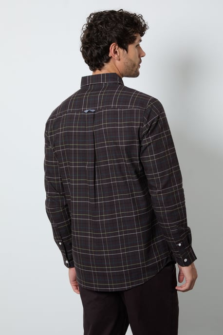 Dark Burgundy Check Long Sleeve Shirt - Image 3