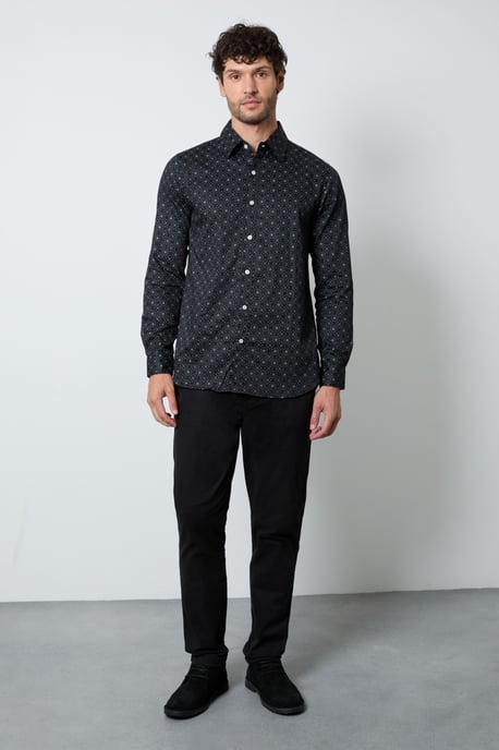 Black Tile Print Long Sleeve Shirt - Image 4